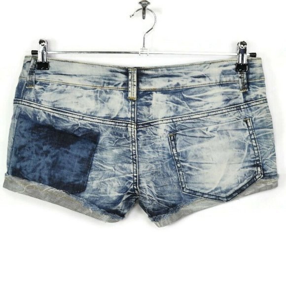 West 36th‎ Booty Cut Off Jean Shorts Stretch Distressed L Large - Picture 1 of 10